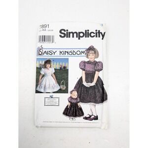 Simplicity 7891 Daisy Kingdom Dress and Doll Dress Pattern Size AA‎ 3 4 5 6